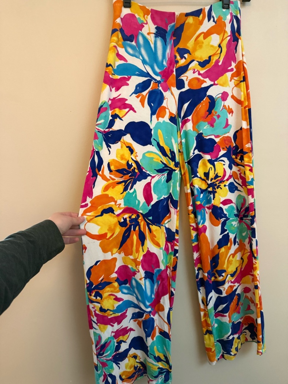 Ralph Lauren Multicolor Floral Print Petite Wide Leg Pull on Pants NWOT